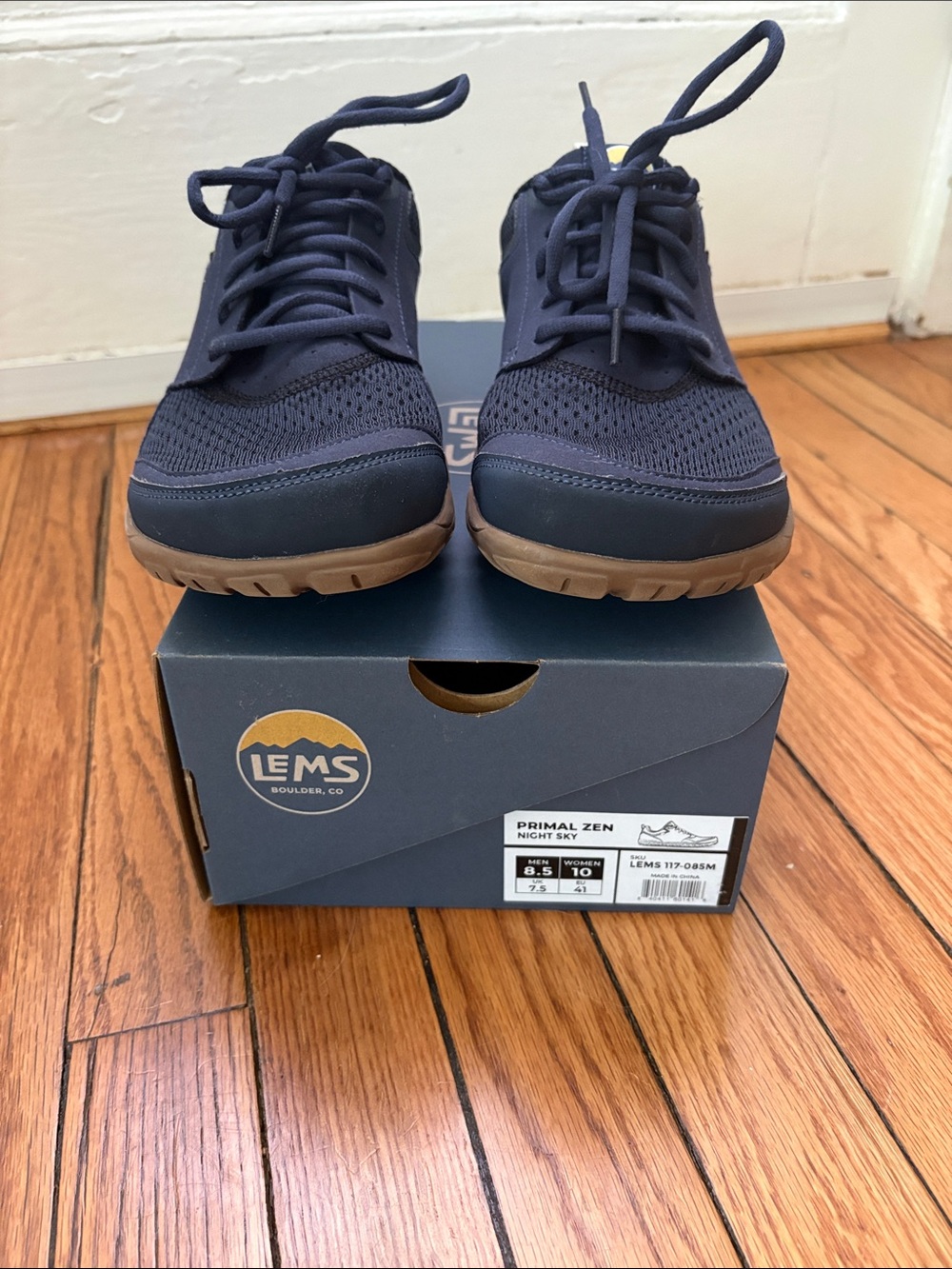 Lems Primal Zen Unisex Navy Lace-Up Sneakers with Brown Outsole